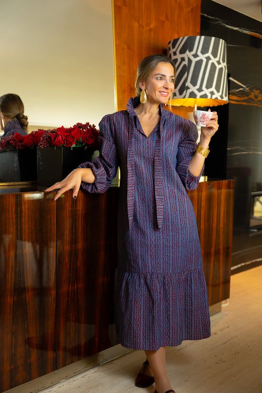 Vestido midi ganga estampada