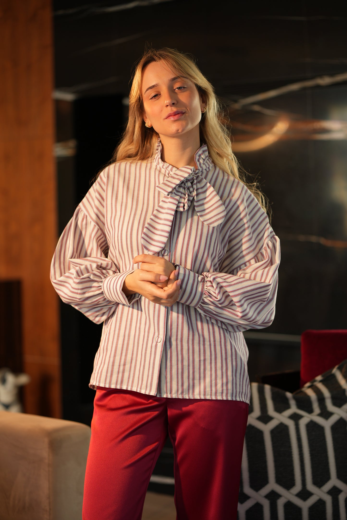 Camisa algodão riscas