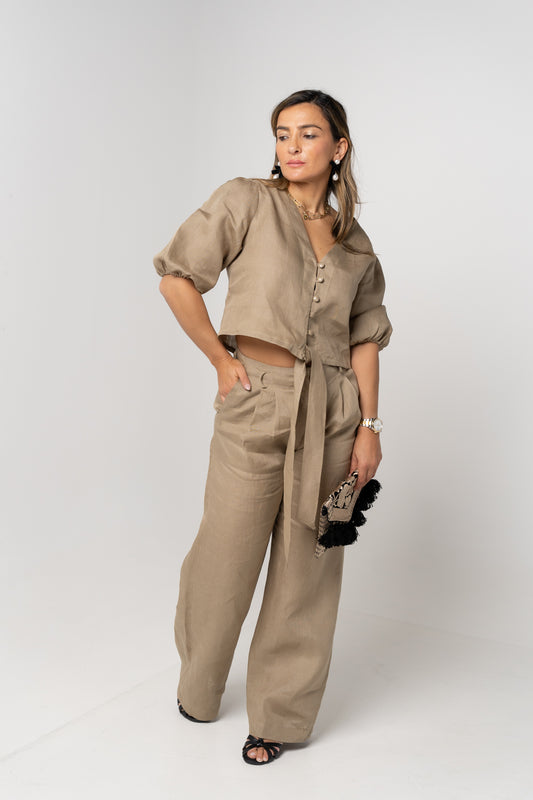 Conjunto calças camel