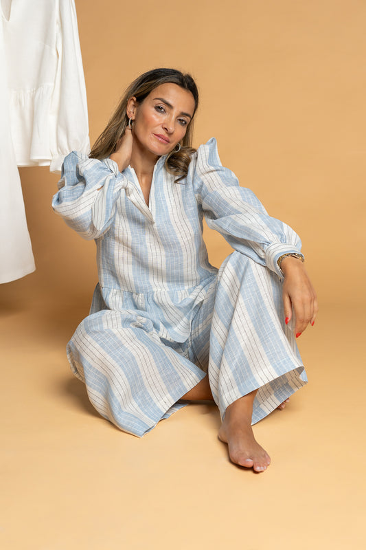 Conjunto linho azul bebé