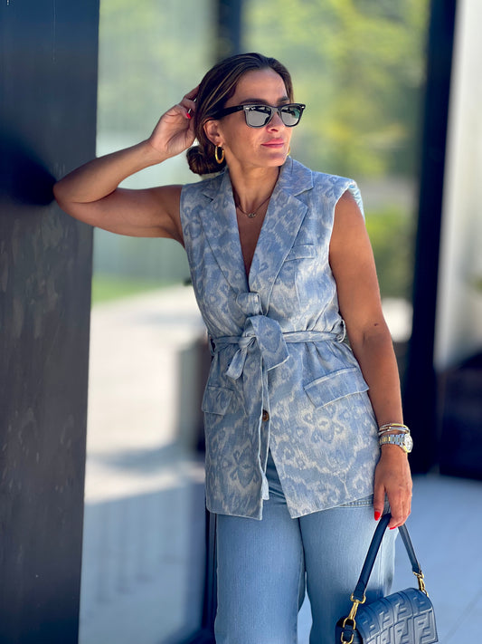 Colete com laçada Denim