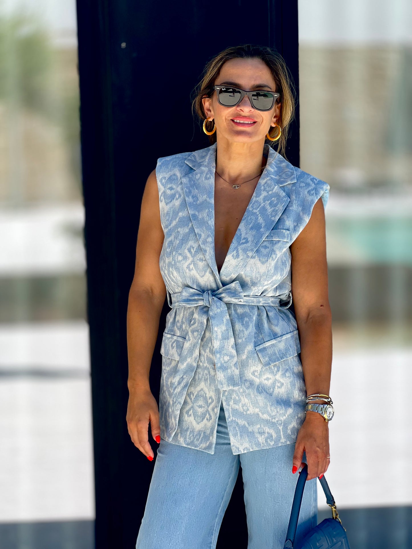 Colete com laçada Denim
