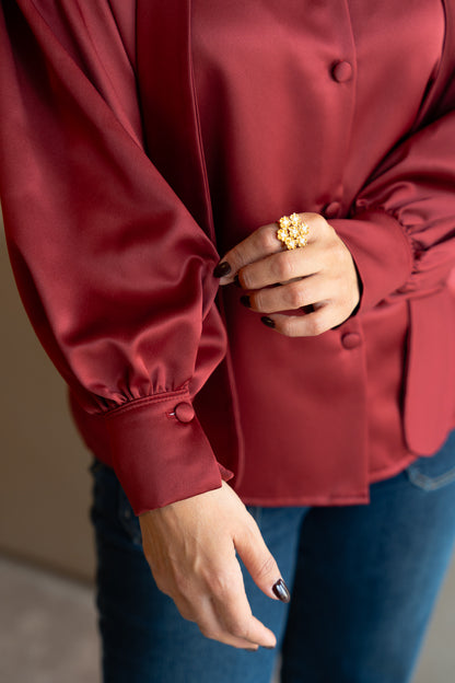 Blusa cetim lisa bordeaux