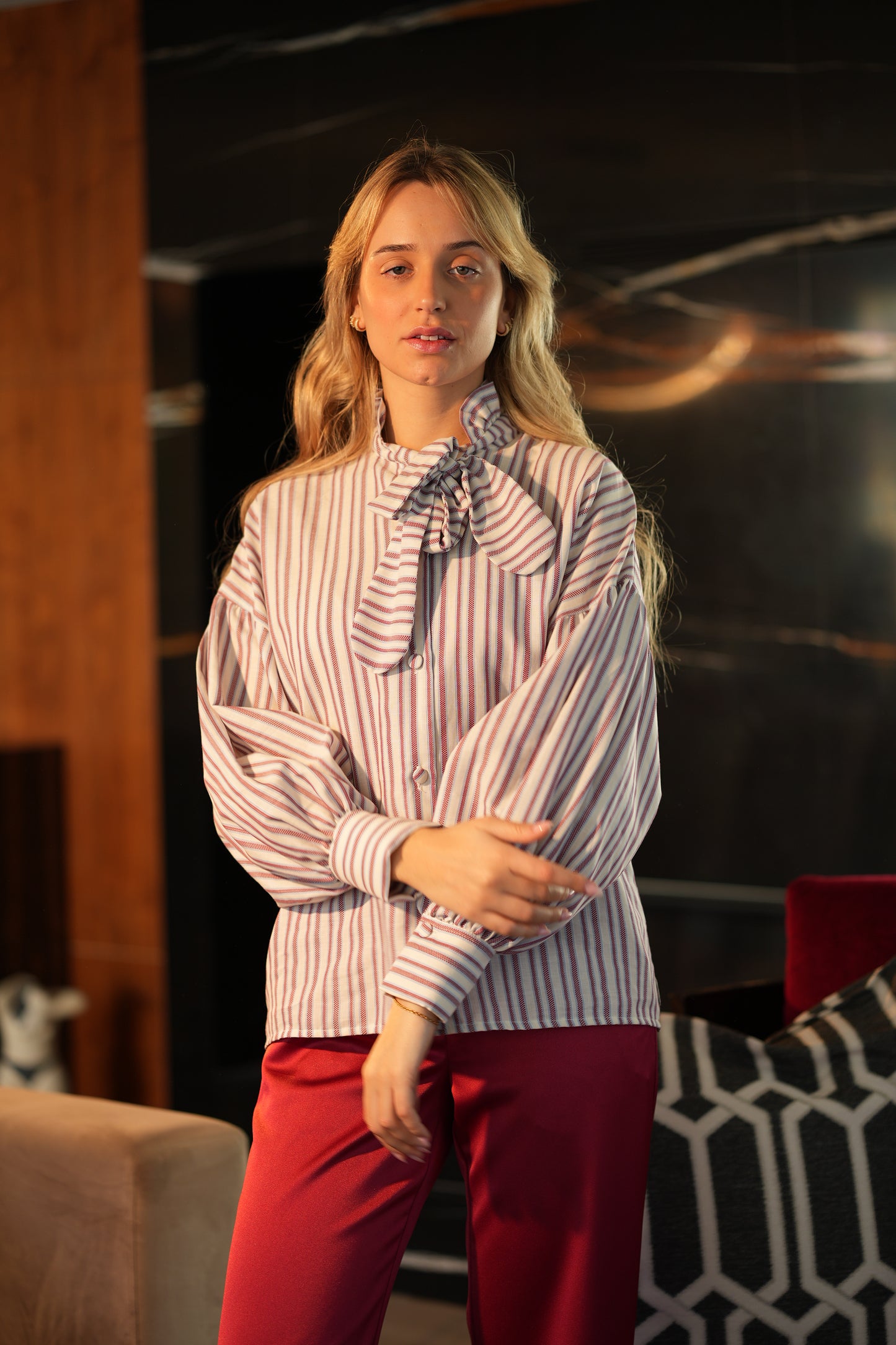 Camisa algodão riscas