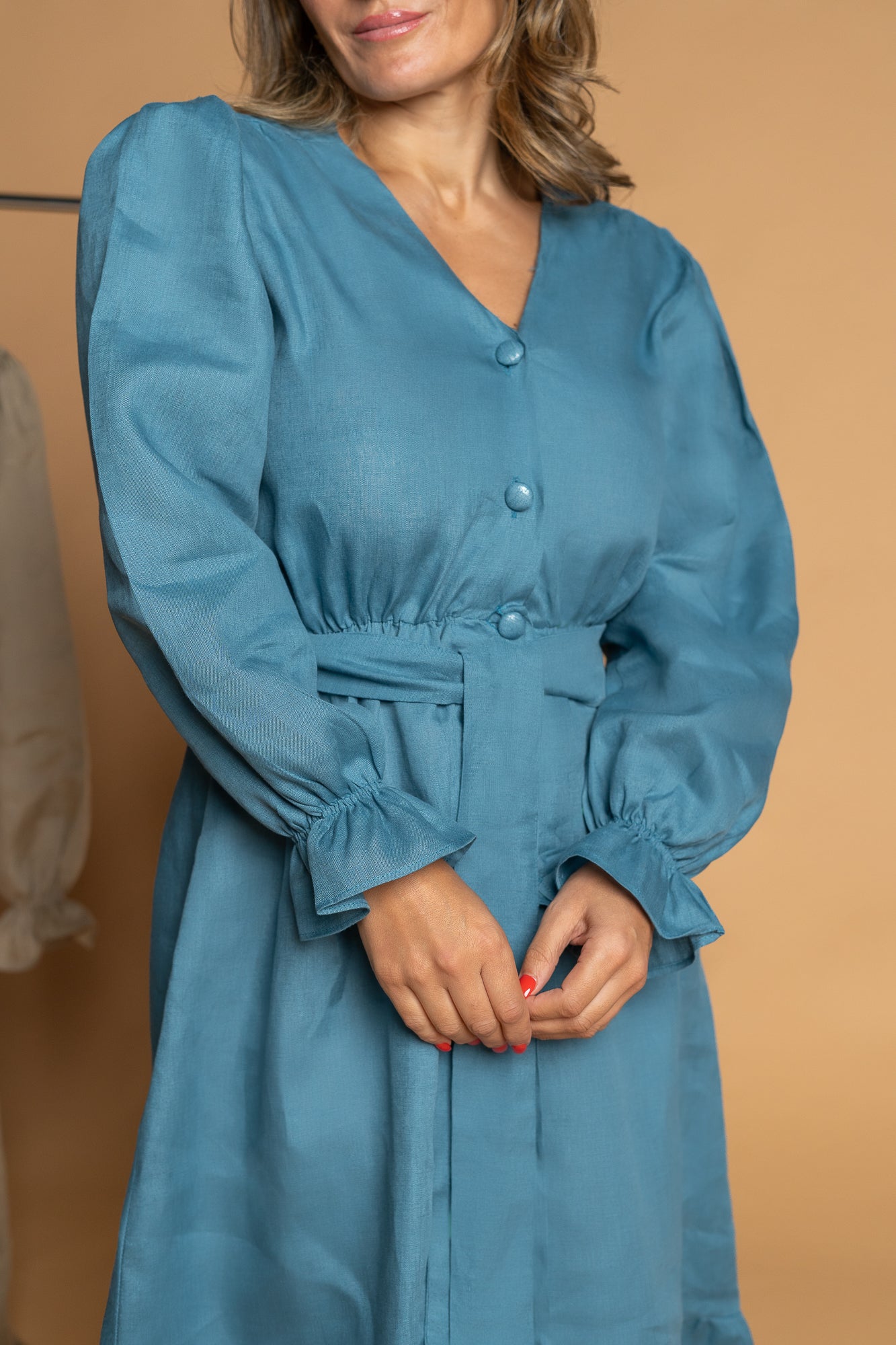 Vestido midi  azul petróleo