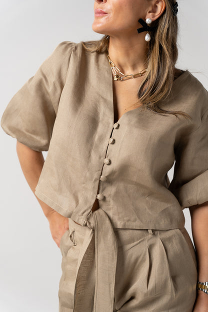 Conjunto calças camel