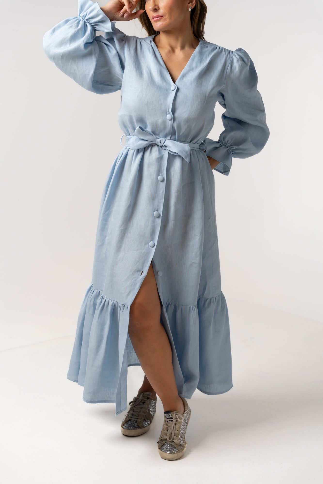 Vestido Midi Azul Bebé