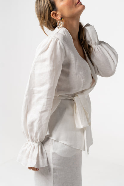 Conjunto linho branco (modelo trespasse)