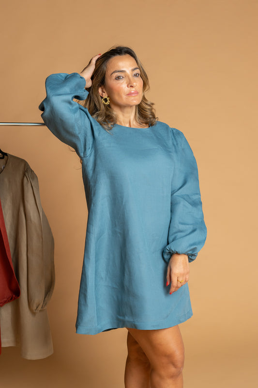 Vestido curto azul petróleo