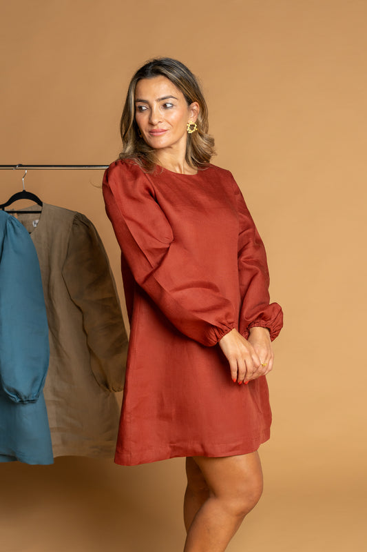 Vestido curto telha