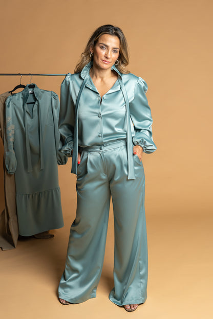 Conjunto aqua premium com bordado português