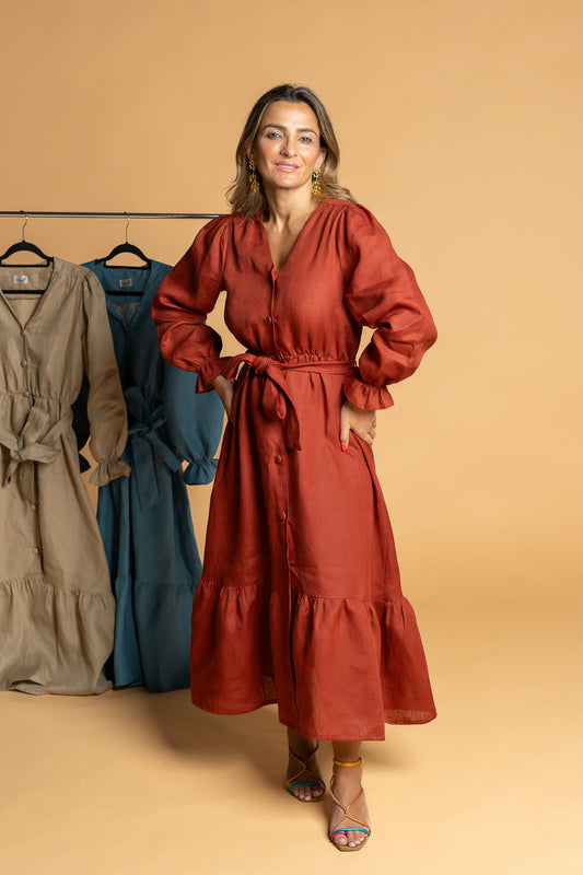 Vestido midi telha