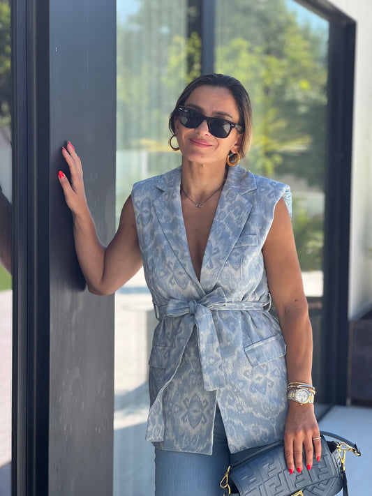 Colete com laçada Denim