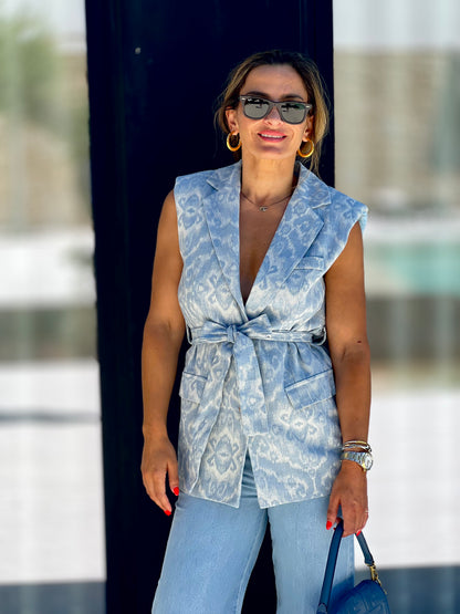 Colete com laçada Denim