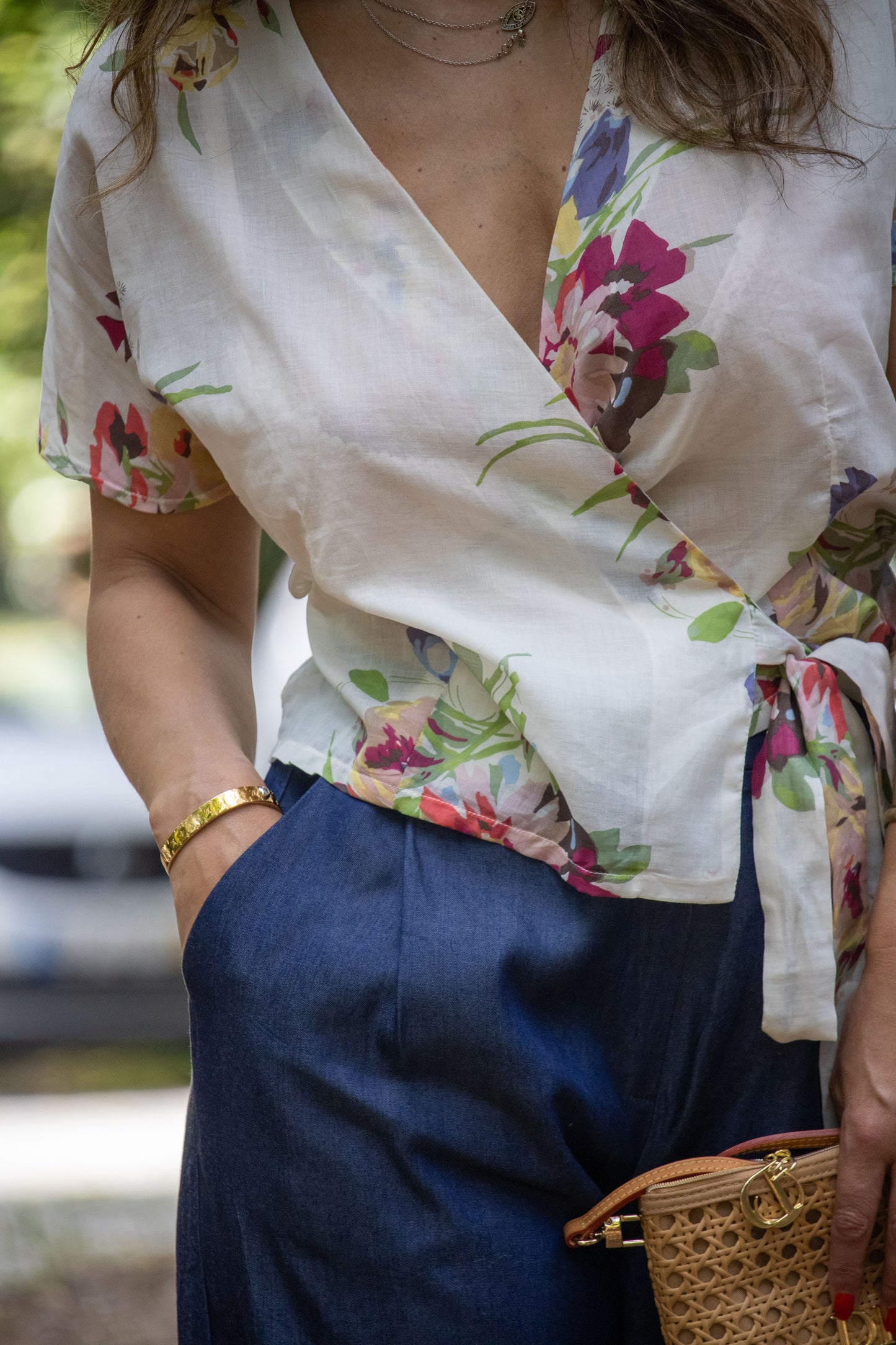 Camisa de trespasse Floral