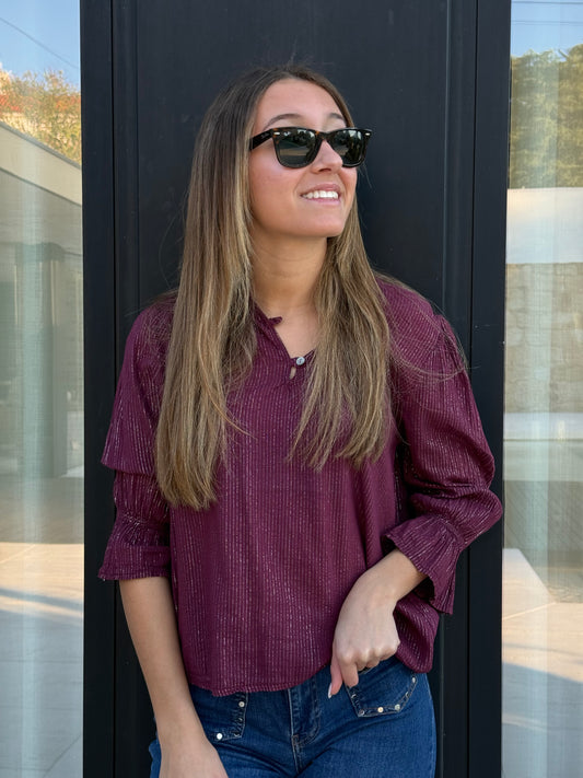 Camisa Bordeaux com Lurex