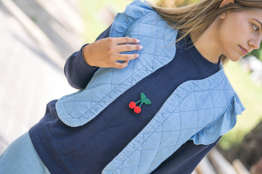 Colete Denim com folhos
