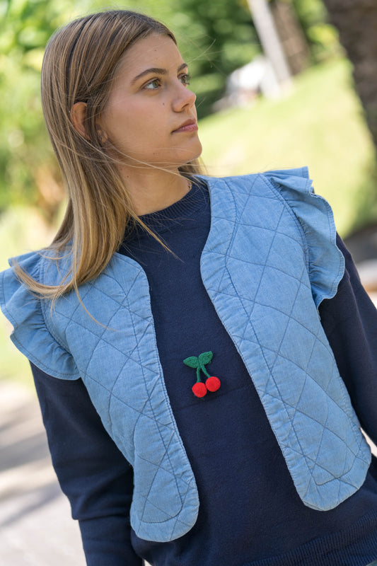 Colete Denim com folhos