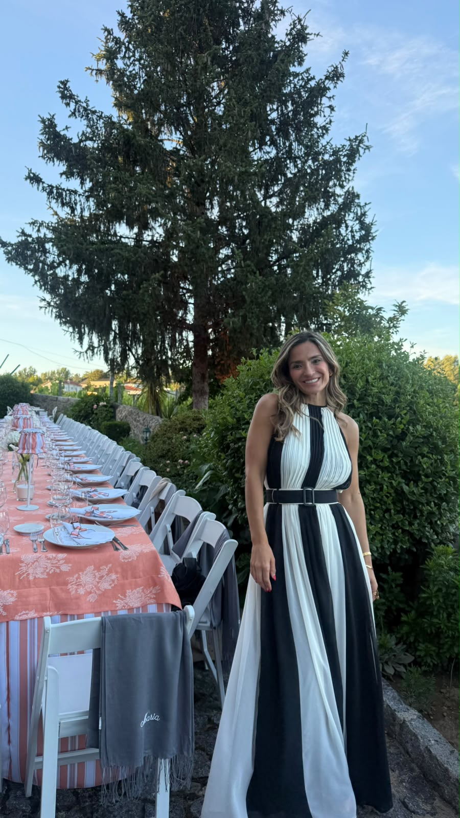 Vestido Longo Bicolor Preto e Branco